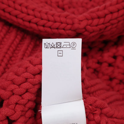 Brunello Cucinelli Red Cropped Length Cotton Knit Sweater — view 5