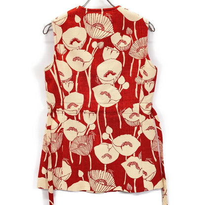 Gucci Red Silk 100 Poppy Flower Jacquard Vest 38 — view 2