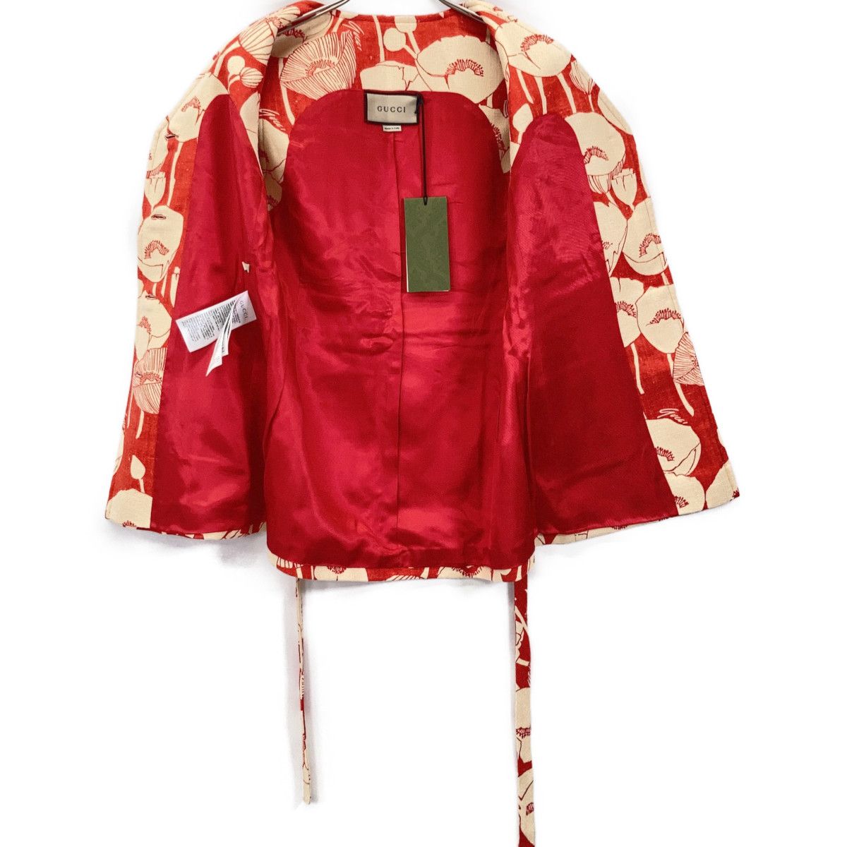 Gucci Red Silk 100 Poppy Flower Jacquard Vest 38 — view 3
