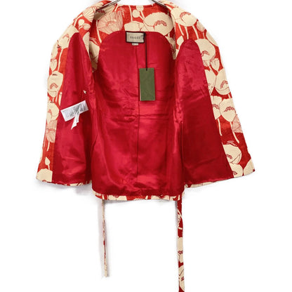 Gucci Red Silk 100 Poppy Flower Jacquard Vest 38 — view 3