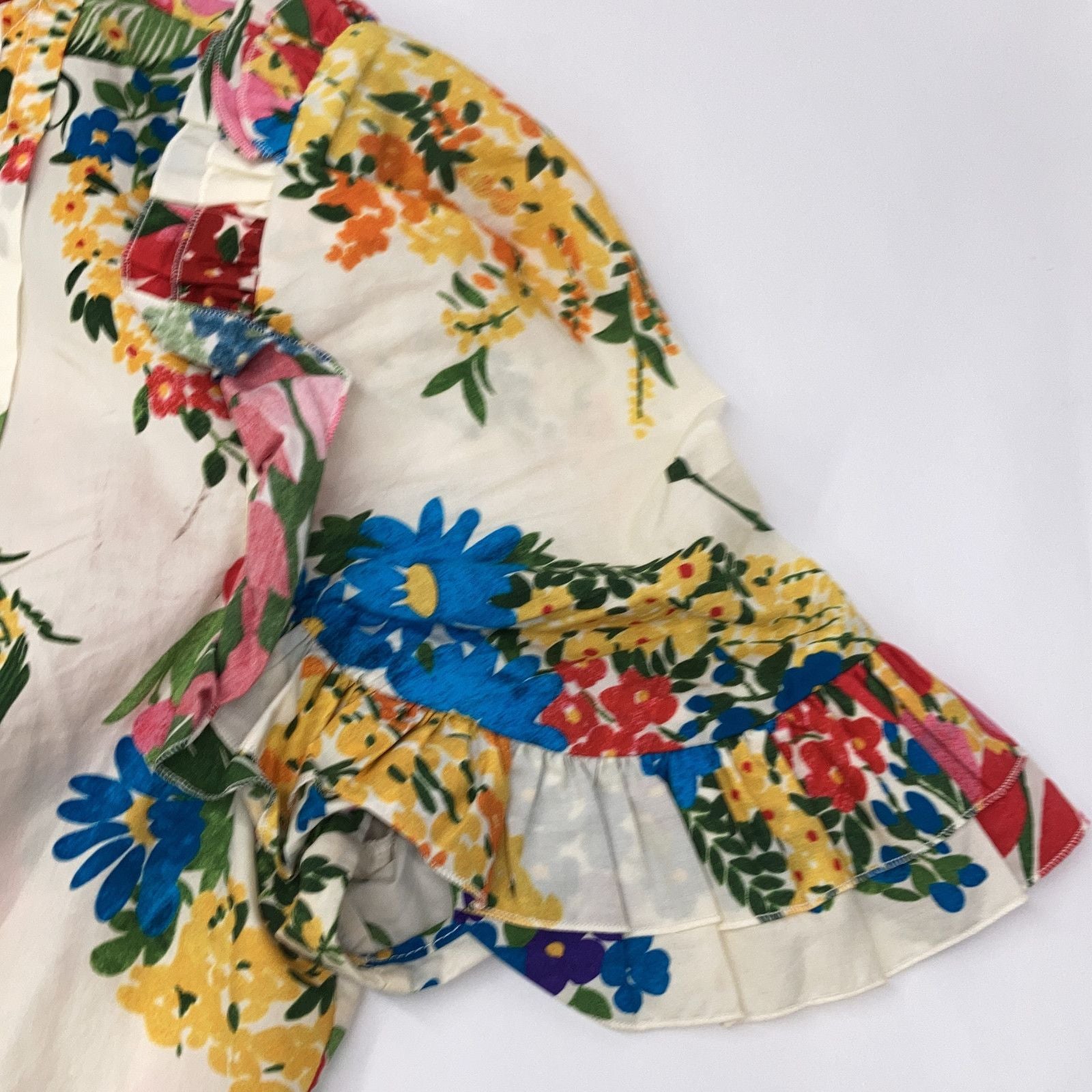 Gucci Ivory Flower Print Pearl Button Shirt Dress 38 — view 7