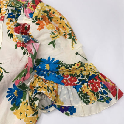 Gucci Ivory Flower Print Pearl Button Shirt Dress 38 — view 7
