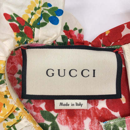 Gucci Ivory Flower Print Pearl Button Shirt Dress 38 — view 3