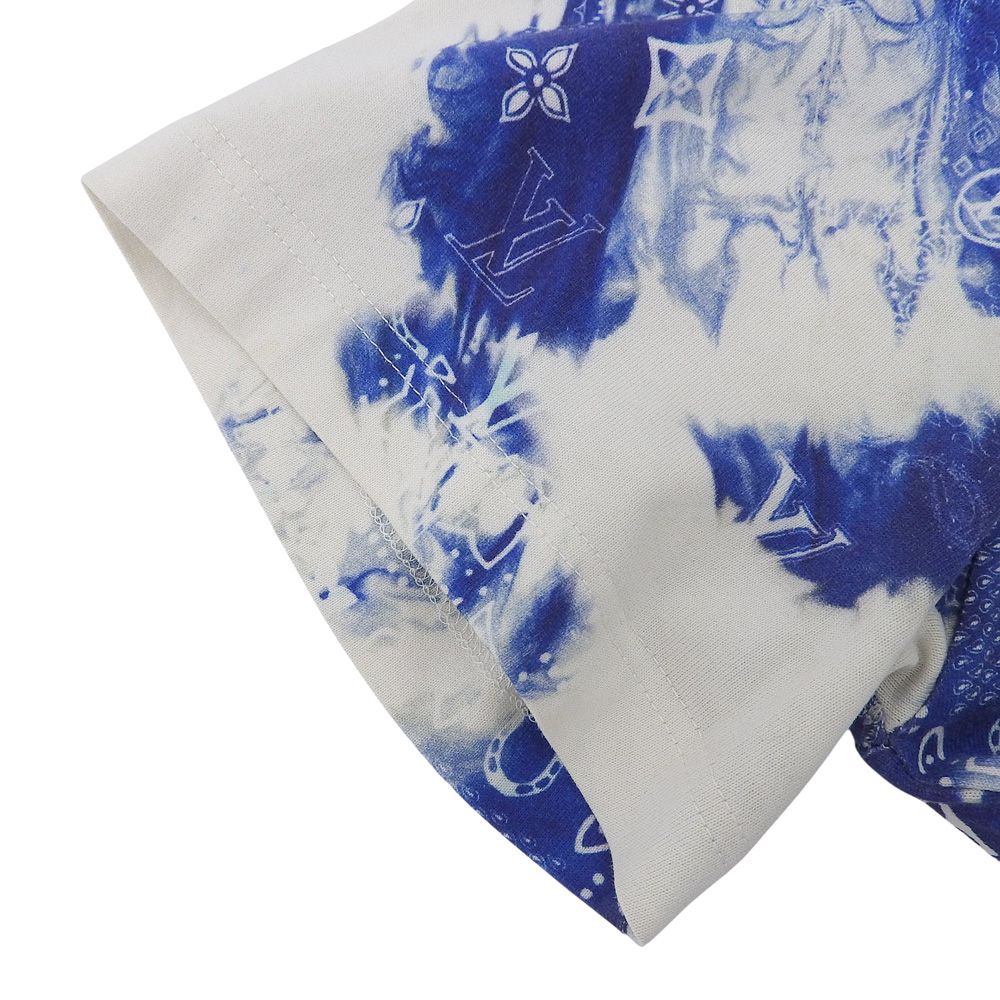 Louis Vuitton Cotton Bandana Pattern T-Shirt Top Blue White XS — view 5