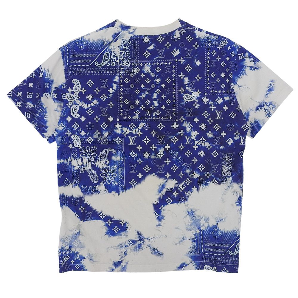 Louis Vuitton Cotton Bandana Pattern T-Shirt Top Blue White XS — view 2