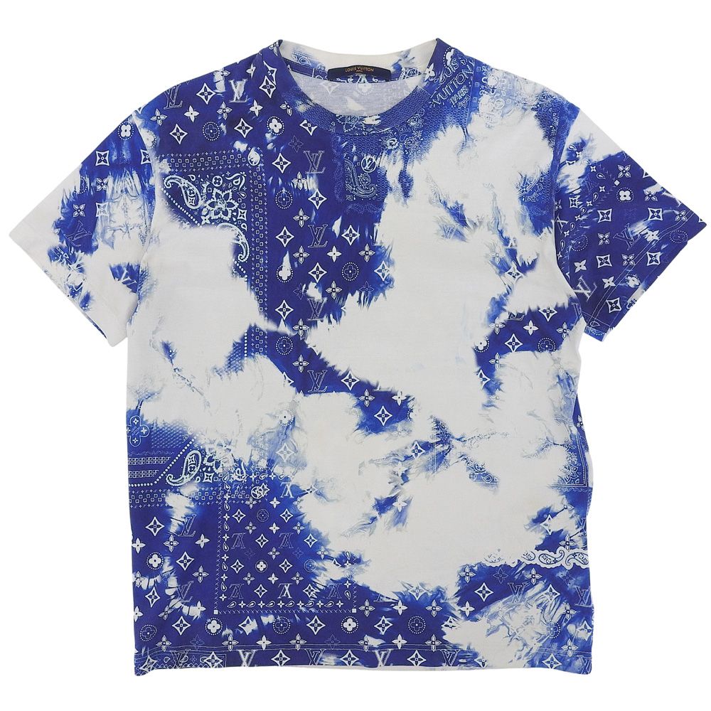 Louis Vuitton Cotton Bandana Pattern T-Shirt Top Blue White XS