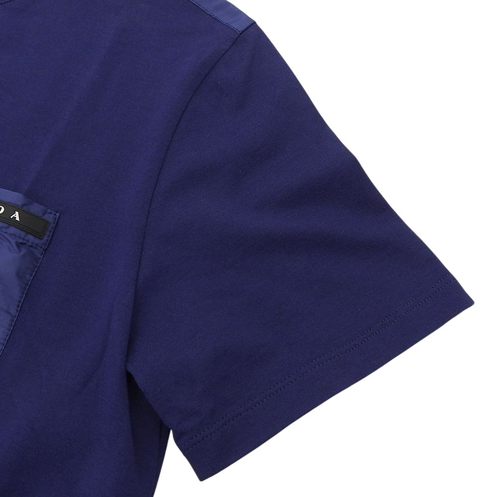 Prada Ruba Logo Pocket Cotton T-Shirt Top Blue XS — view 5