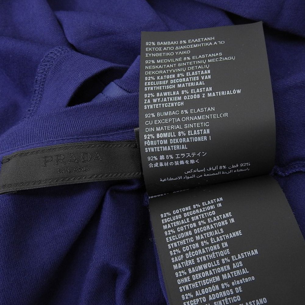 Prada Ruba Logo Pocket Cotton T-Shirt Top Blue XS — view 3