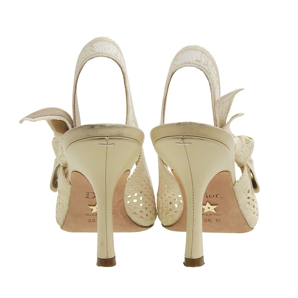 Dior Embroidery Sling Back Strap Sandals Beige — view 5