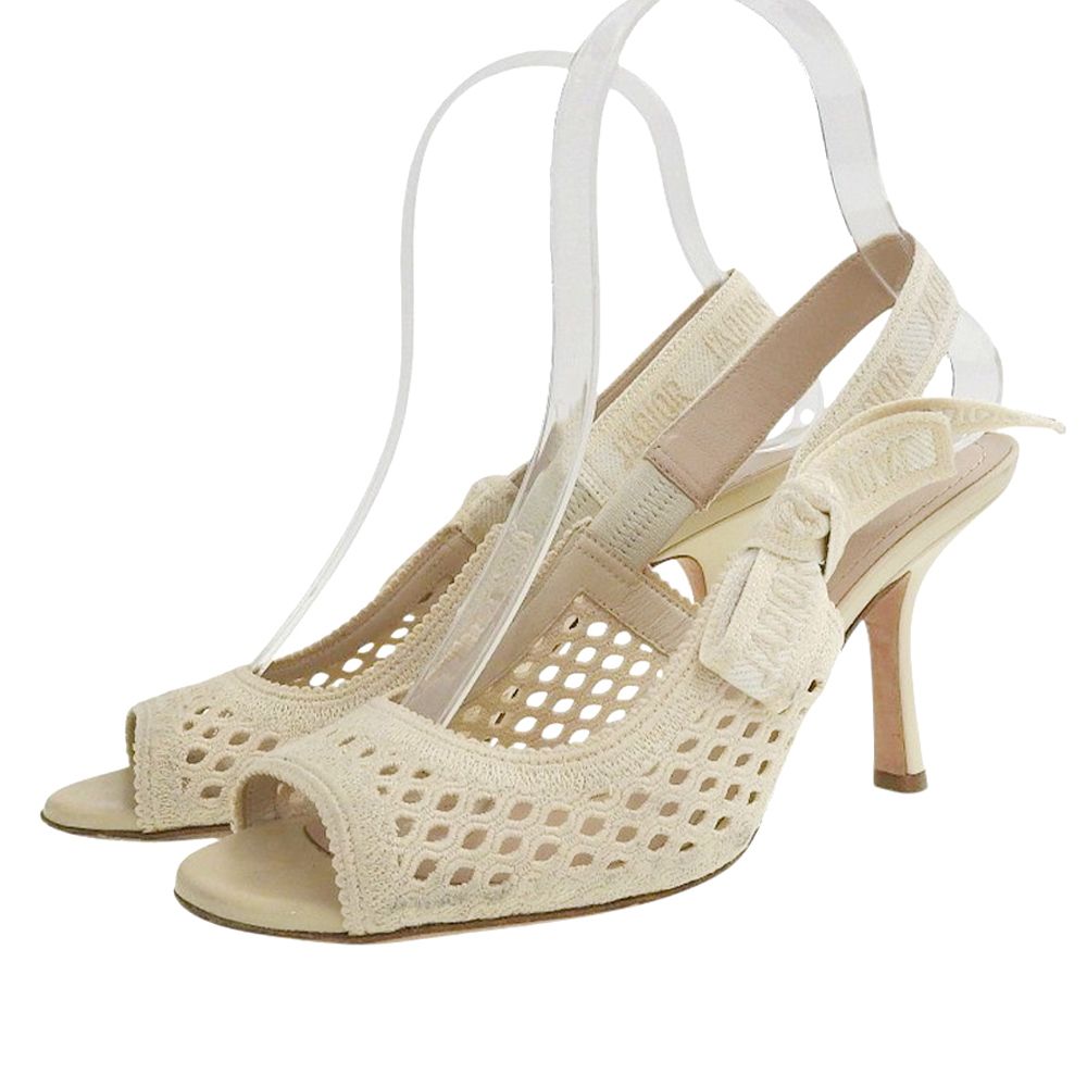 Dior Embroidery Sling Back Strap Sandals Beige
