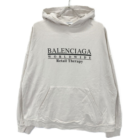 Balenciaga Ivory Retail Therapy Logo Print Hoodie