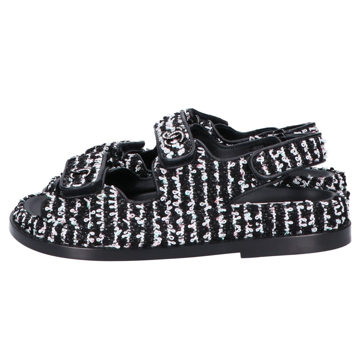Chanel CC Logo Tweed Leather Flat 36c — view 3