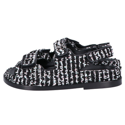 Chanel CC Logo Tweed Leather Flat 36c — view 3