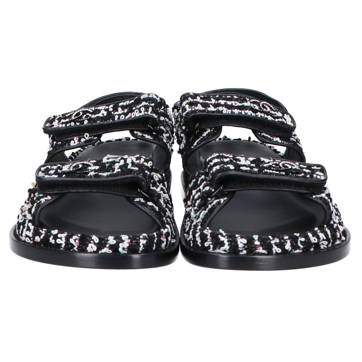 Chanel CC Logo Tweed Leather Flat 36c — view 2