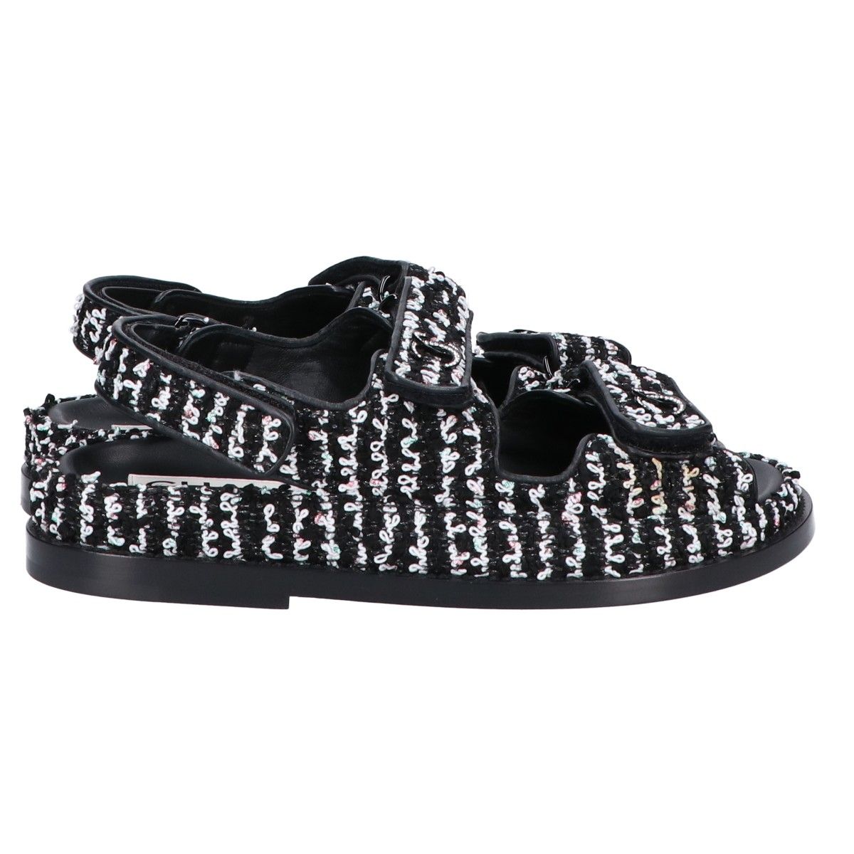 Chanel CC Logo Tweed Leather Flat 36c — view 5