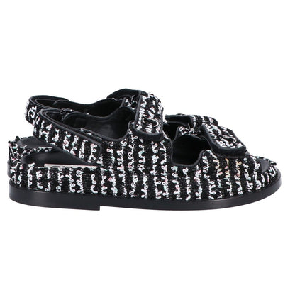 Chanel CC Logo Tweed Leather Flat 36c — view 5