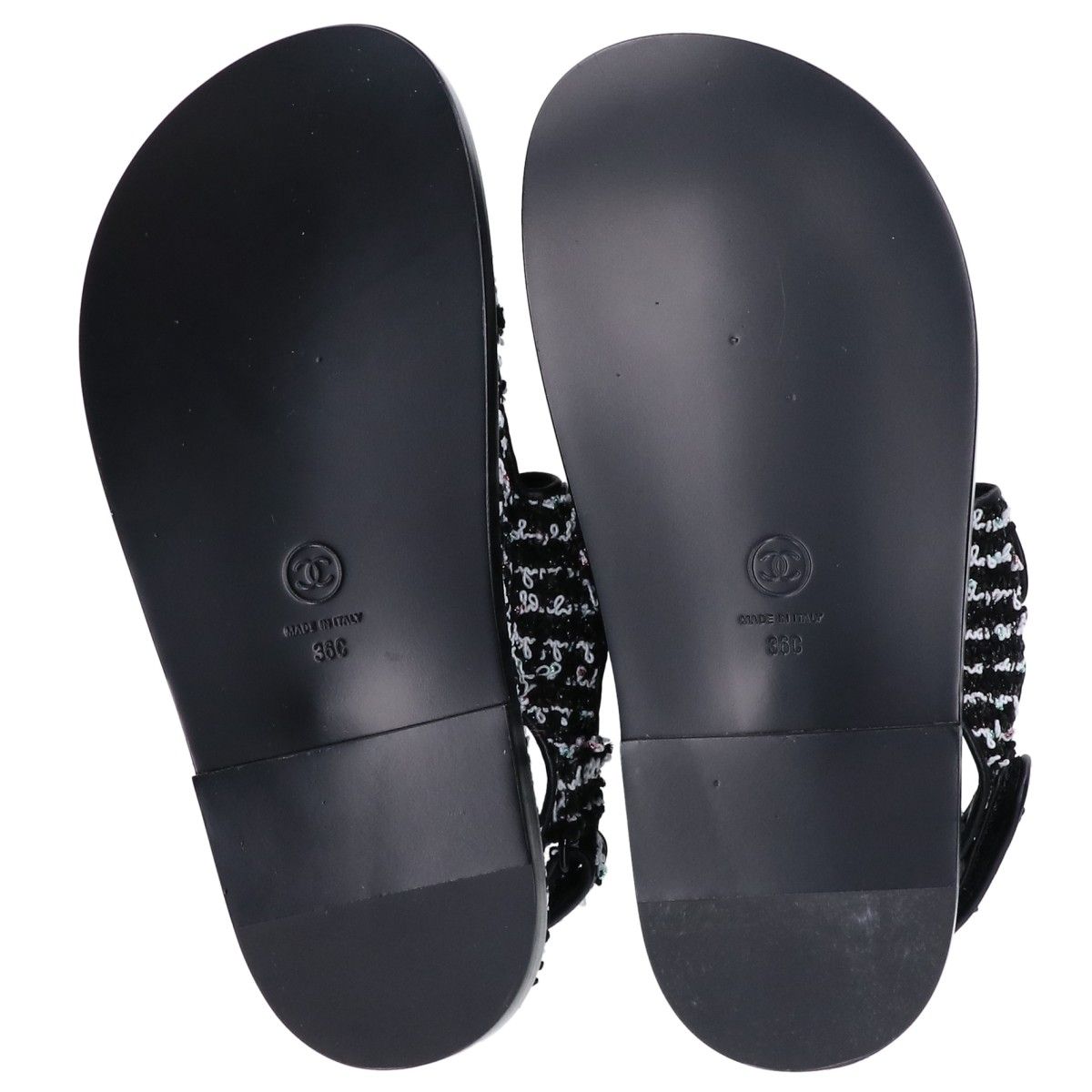 Chanel CC Logo Tweed Leather Flat 36c — view 7