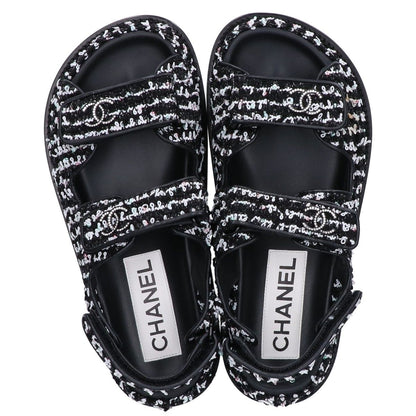 Chanel CC Logo Tweed Leather Flat 36c — view 6