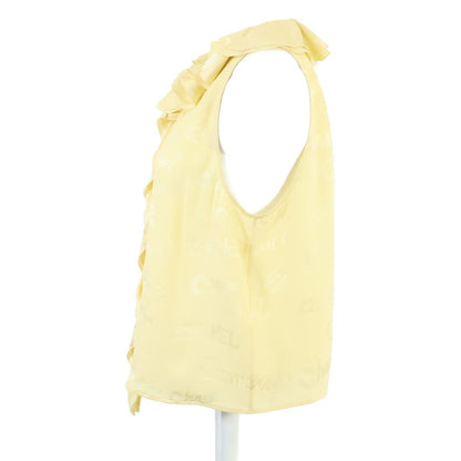 Chanel Silk Logo Allover Pattern Sleeveless Frill 40 Dress — view 2