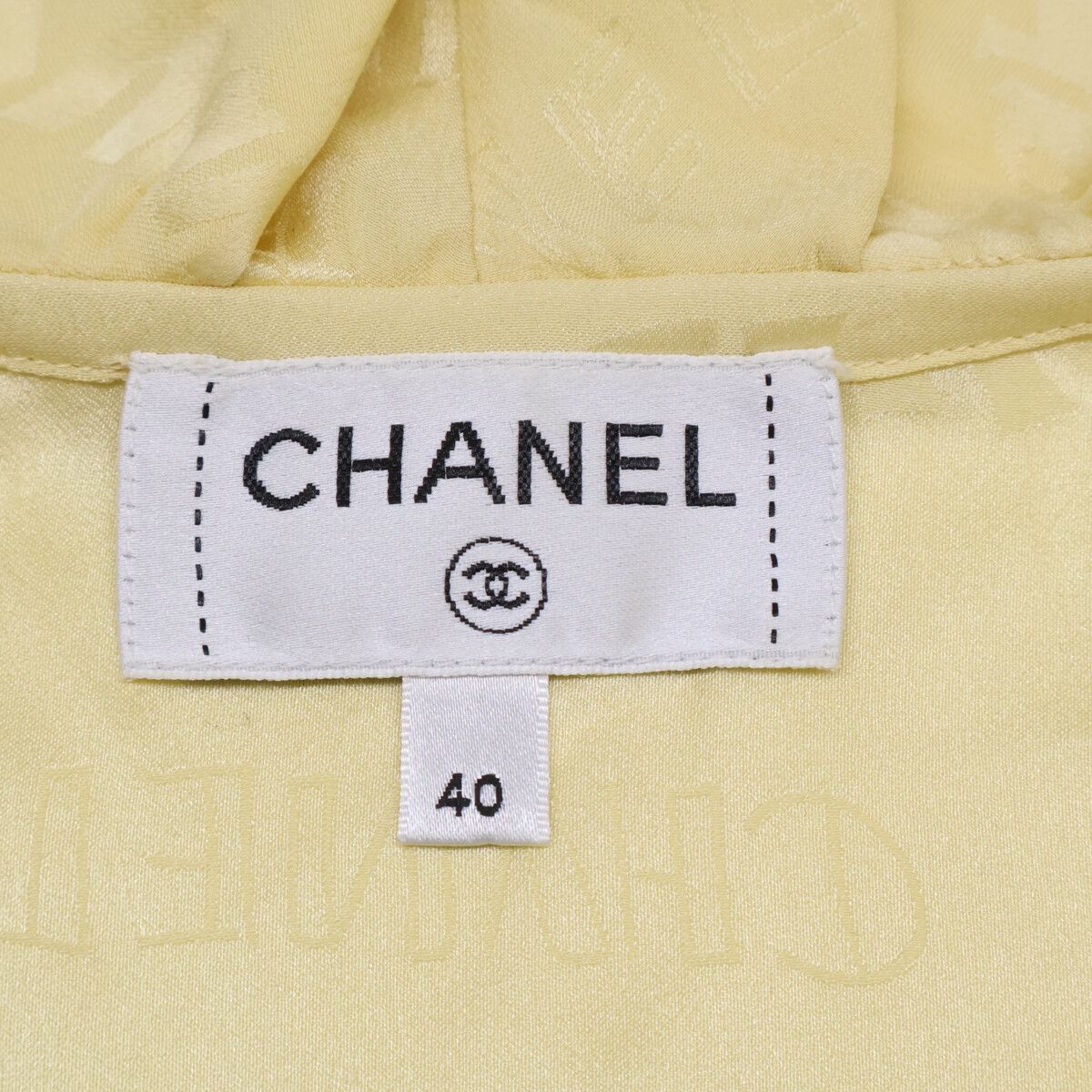 Chanel Silk Logo Allover Pattern Sleeveless Frill 40 Dress — view 5