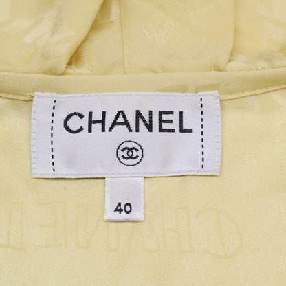 Chanel Silk Logo Allover Pattern Sleeveless Frill 40 Dress — view 5