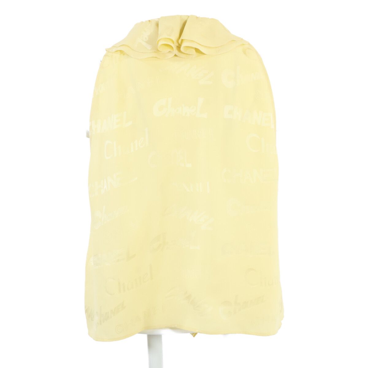 Chanel Silk Logo Allover Pattern Sleeveless Frill 40 Dress — view 3