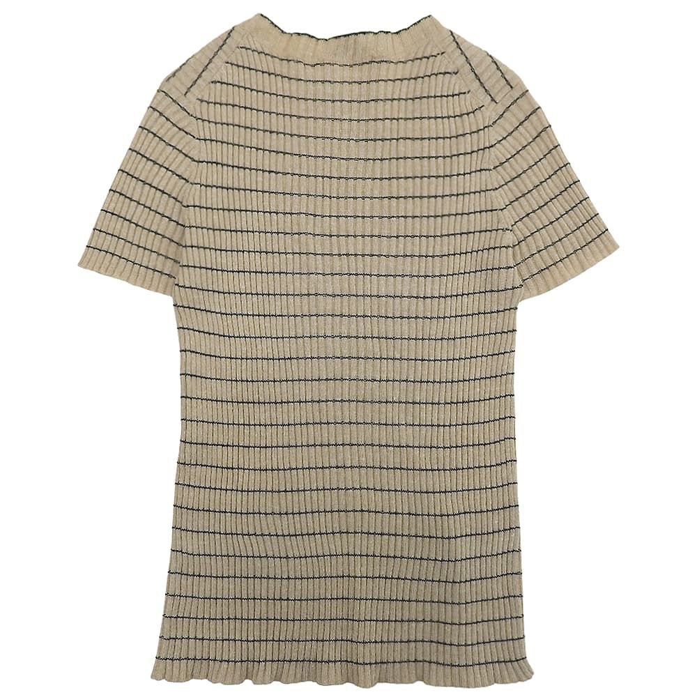 Dior Bee Embroidery Linen Cashmere Short Sleeve Border Knit Socks Beige Sweater — view 2