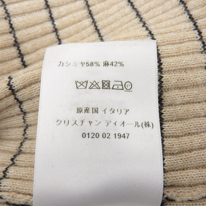 Dior Bee Embroidery Linen Cashmere Short Sleeve Border Knit Socks Beige Sweater — view 4