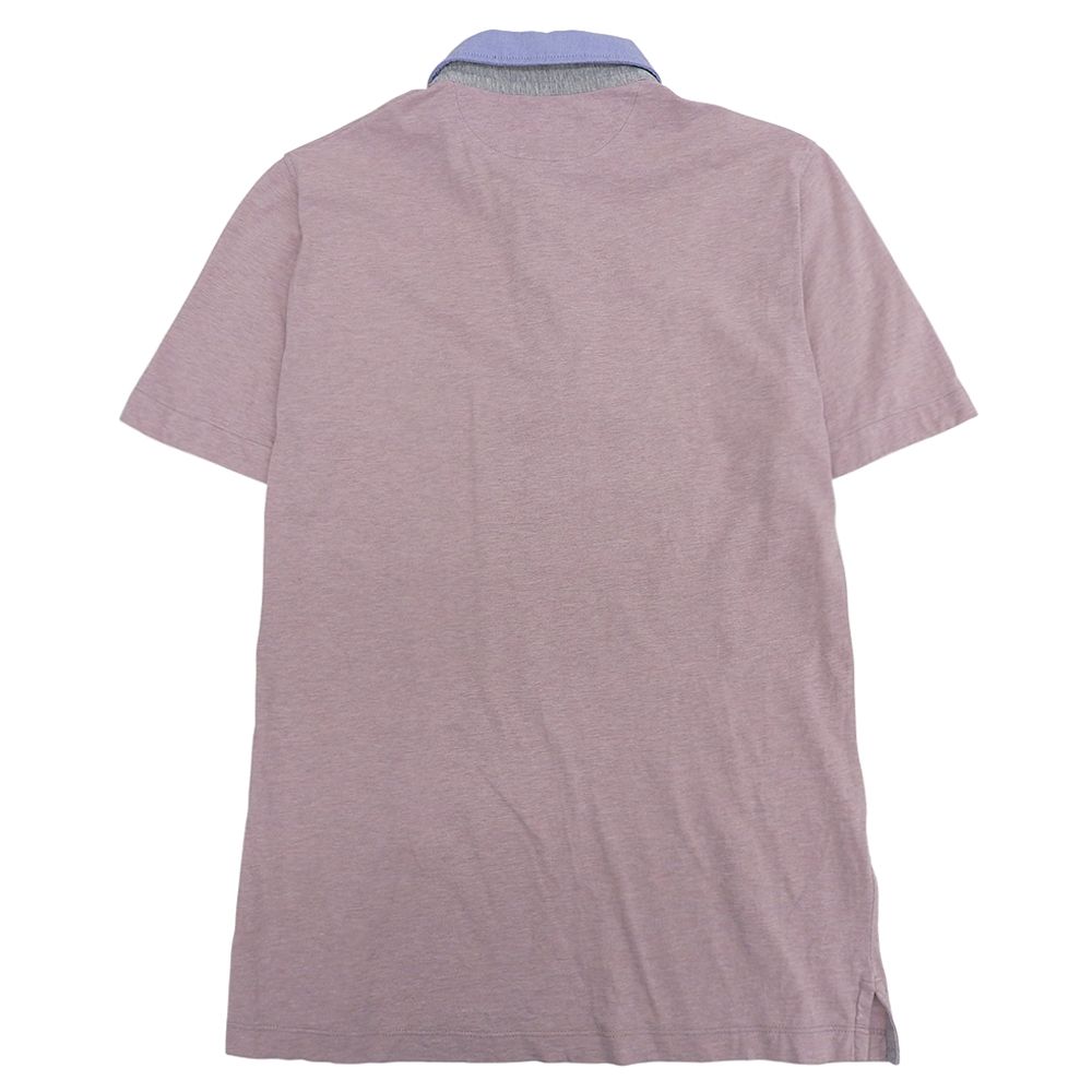 Brunello Cucinelli Cotton Bicolor Short Sleeve Polo Shirt Top Pink Light Blue XS — view 2