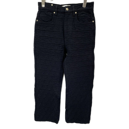 Fendi Black Zucca Pattern Embossed Denim Pants 38