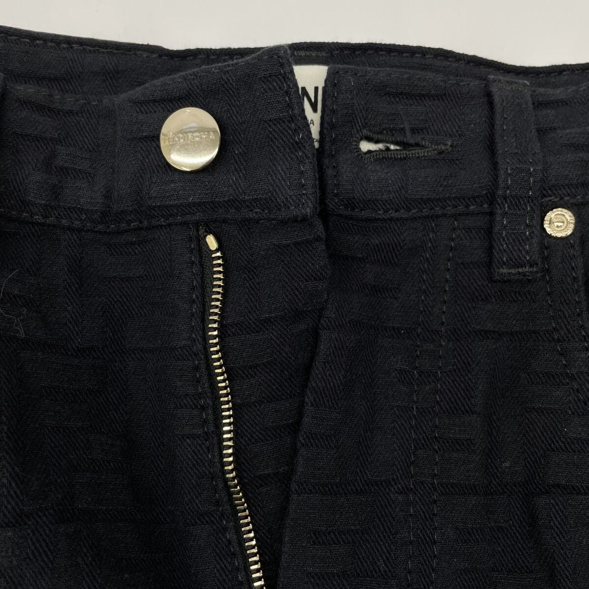 Fendi Black Zucca Pattern Embossed Denim Pants 38 — view 3