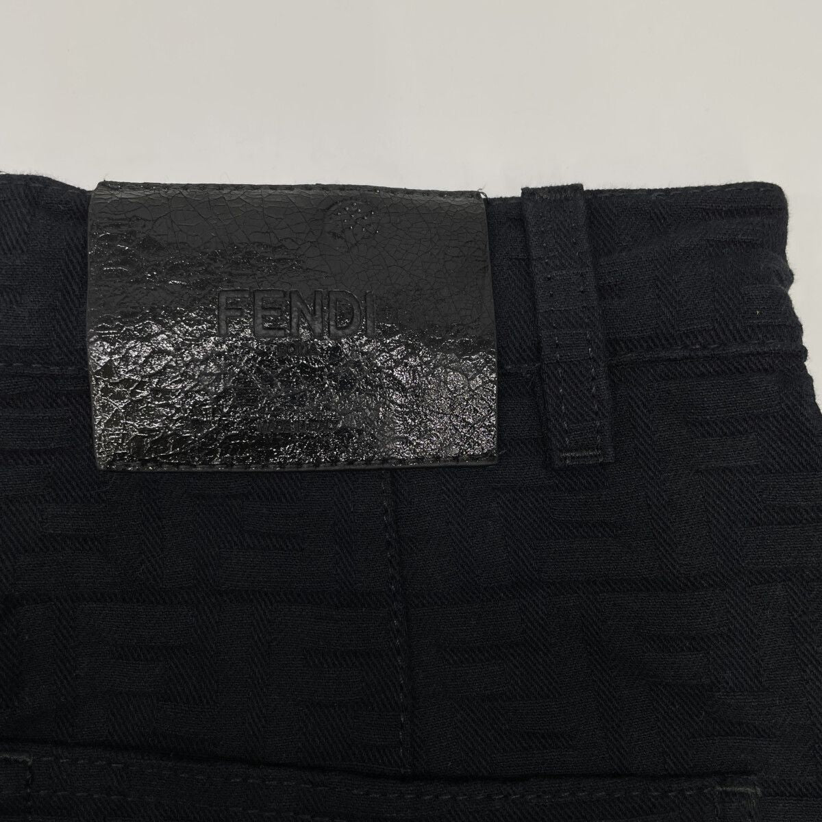 Fendi Black Zucca Pattern Embossed Denim Pants 38 — view 7