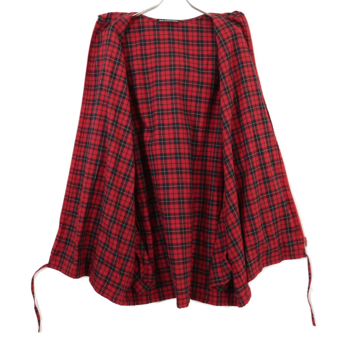 Balenciaga Red Check Oversize Zip Up — view 3