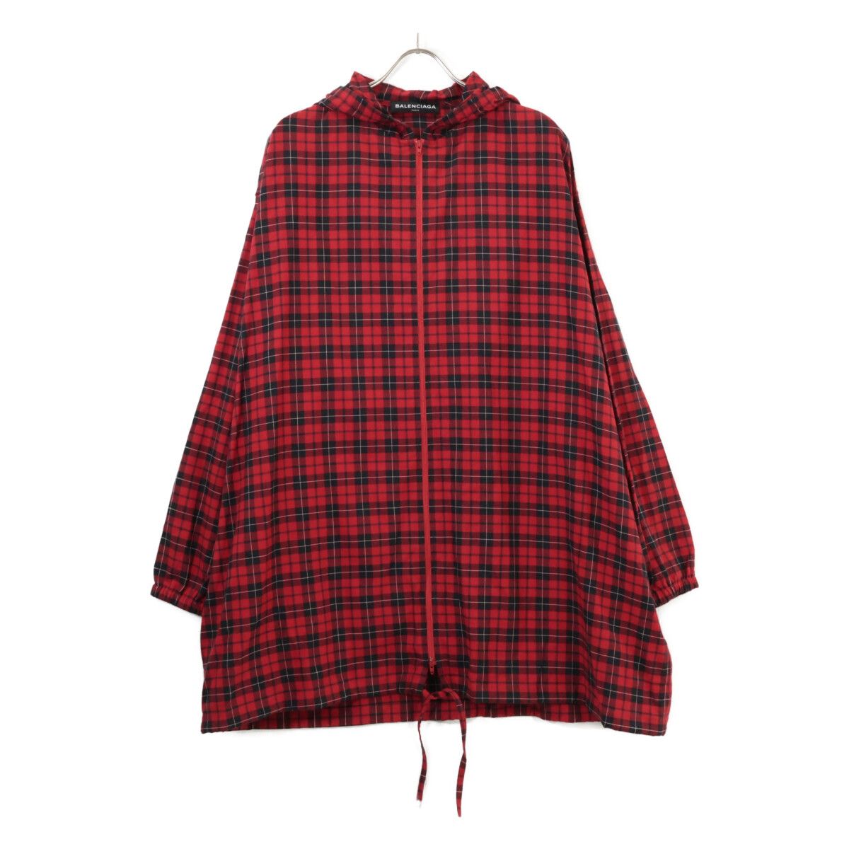 Balenciaga Red Check Oversize Zip Up