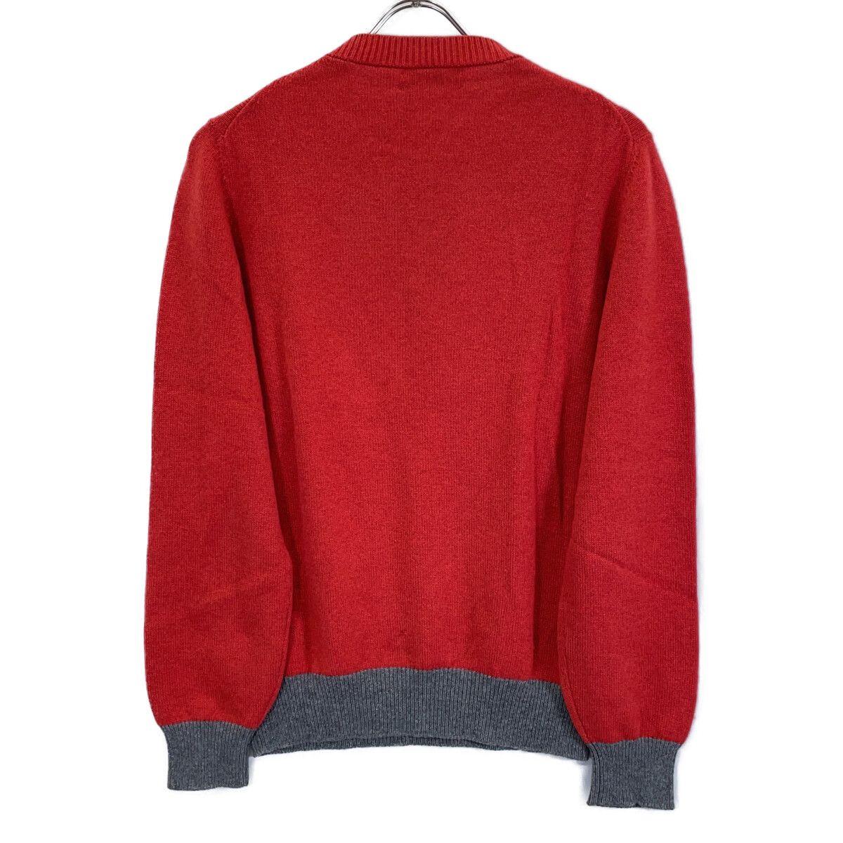 Brunello Cucinelli Red Gray Cashmere 100 Crew Neck Long Sleeve Knit Pullover 44 — view 2