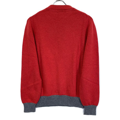 Brunello Cucinelli Red Gray Cashmere 100 Crew Neck Long Sleeve Knit Pullover 44 — view 2