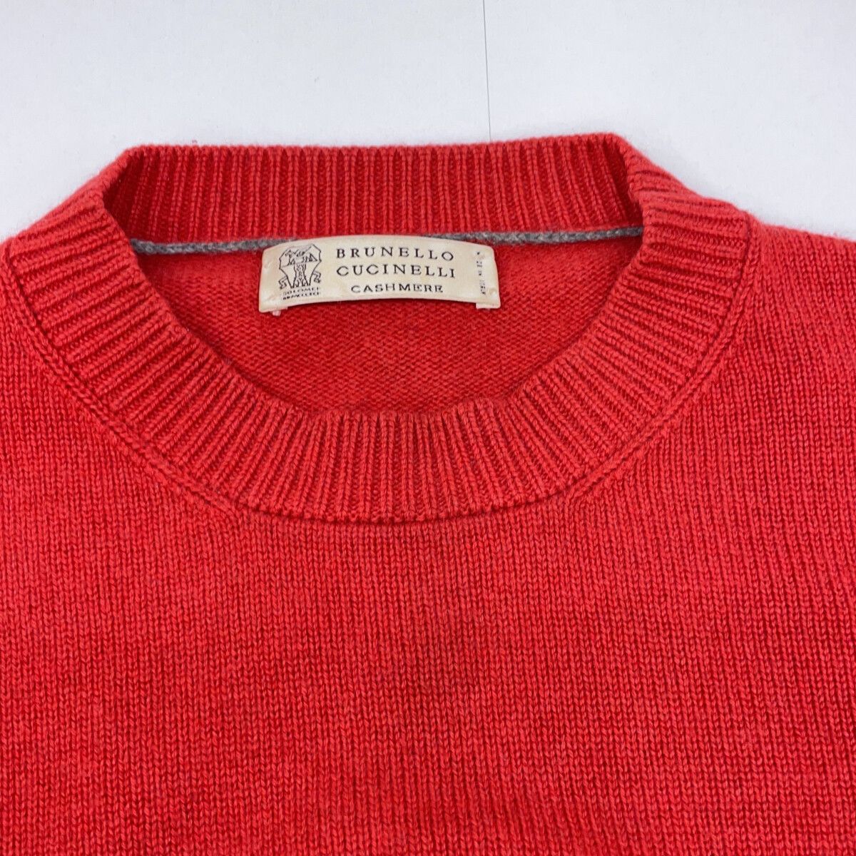 Brunello Cucinelli Red Gray Cashmere 100 Crew Neck Long Sleeve Knit Pullover 44 — view 7