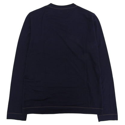 Brunello Cucinelli Vine Wool Crew Neck Long Sleeve Knit Top Navy 44 Sweater — view 2