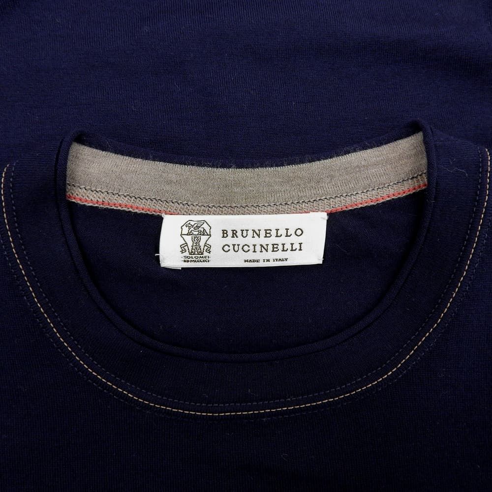 Brunello Cucinelli Vine Wool Crew Neck Long Sleeve Knit Top Navy 44 Sweater — view 3