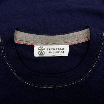 Brunello Cucinelli Vine Wool Crew Neck Long Sleeve Knit Top Navy 44 Sweater — view 3