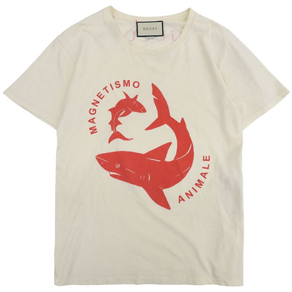Gucci Shark Print T-Shirt Top Ivory XS