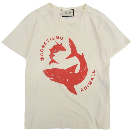 Gucci Shark Print T-Shirt Top Ivory XS