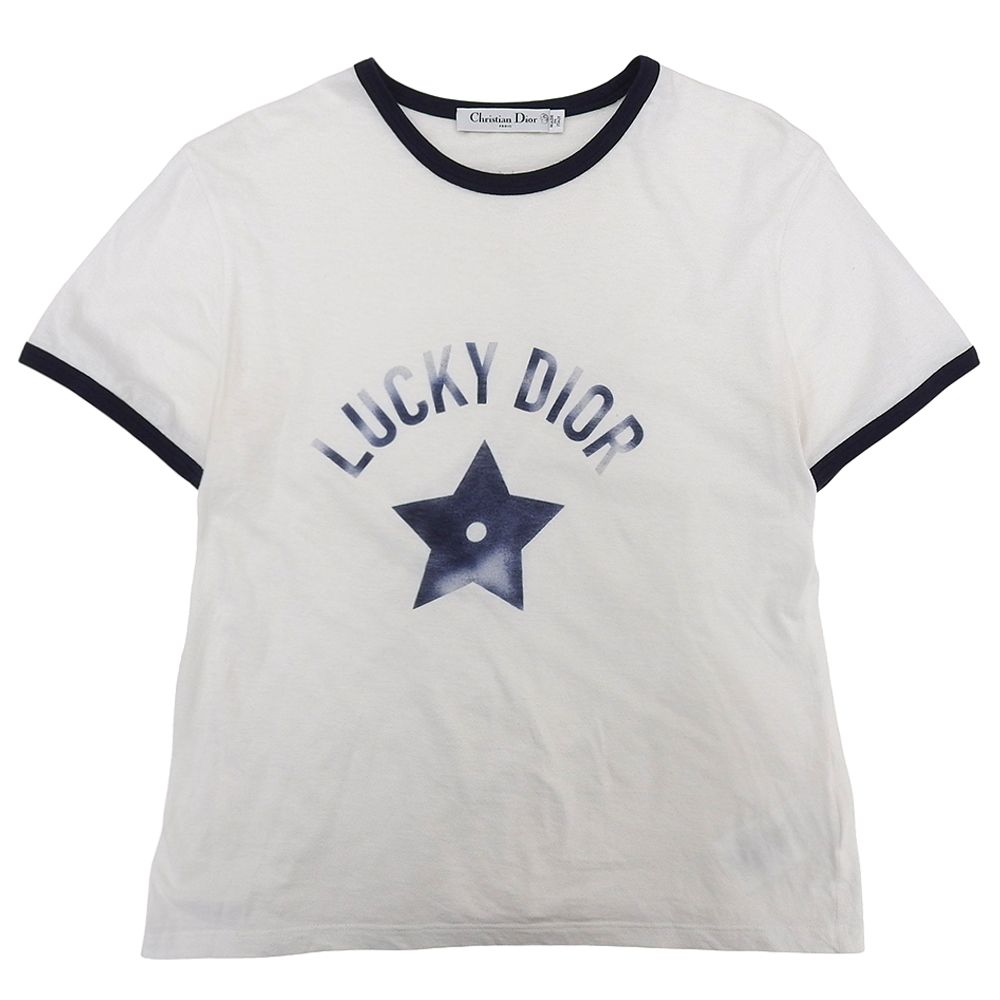 Dior Lucky Star Print Ringer T-Shirt Cotton Linen White
