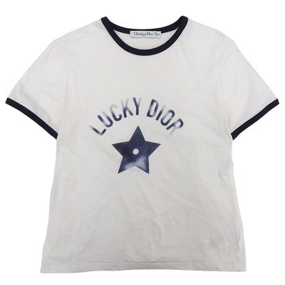 Dior Lucky Star Print Ringer T-Shirt Cotton Linen White