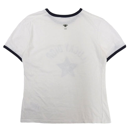 Dior Lucky Star Print Ringer T-Shirt Cotton Linen White — view 2