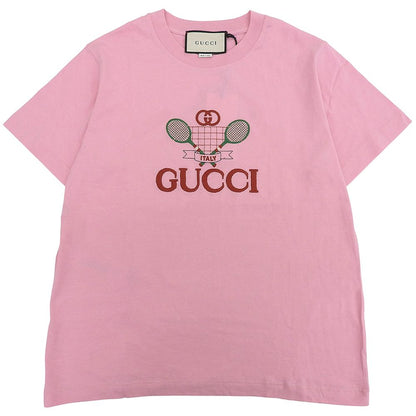 Gucci Tennis Embroidery Logo T-Shirt Top Pink