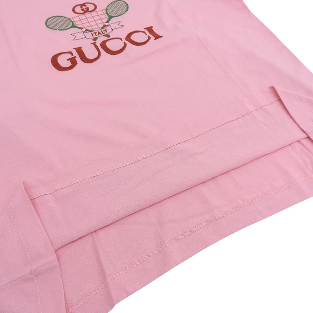 Gucci Tennis Embroidery Logo T-Shirt Top Pink — view 6