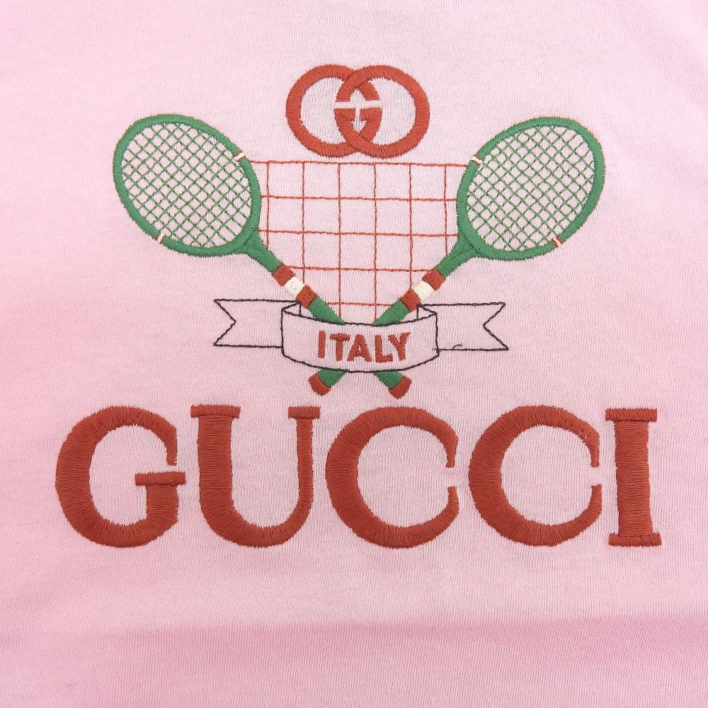 Gucci Tennis Embroidery Logo T-Shirt Top Pink — view 5