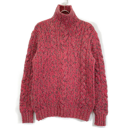 Hermes Cashmere Logo High Neck Knit Red Sweater
