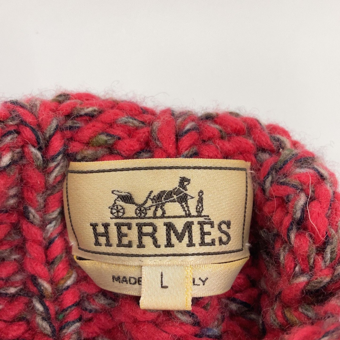 Hermes Cashmere Logo High Neck Knit Red Sweater — view 3